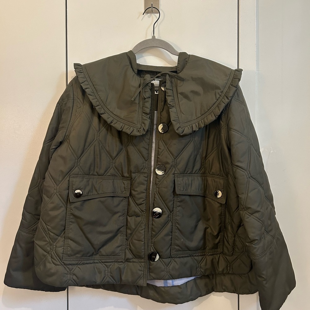 Ganni Olive Quilted Jacket